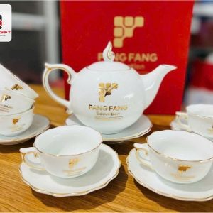 Ấm chén sứ Bát Tràng cao cấp in logo