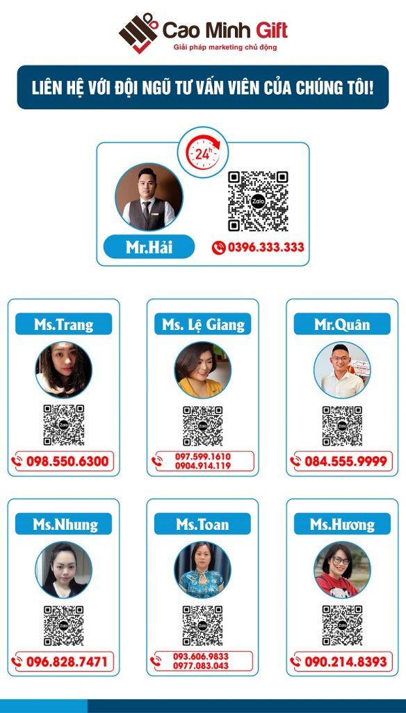 Danh sách Hotline cán bộ nhân viên kinh doanh tại Cao Minh gift