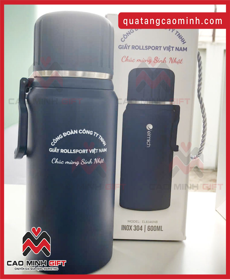 Cao Minh gift - Chuyên cung cấp và in logo, thông điệp lên bình giữ nhiệt Elmich chính hãng làm quà tặng cho doanh nghiệp