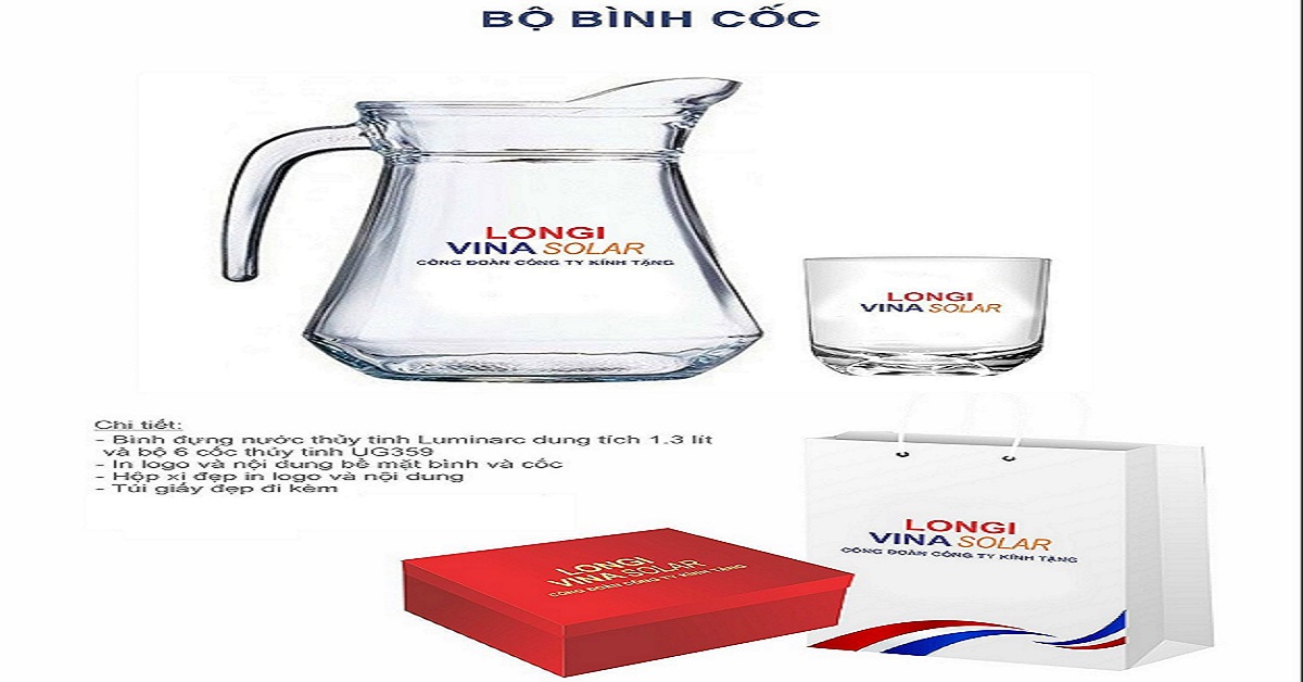 bộ ly thủy tinh in log