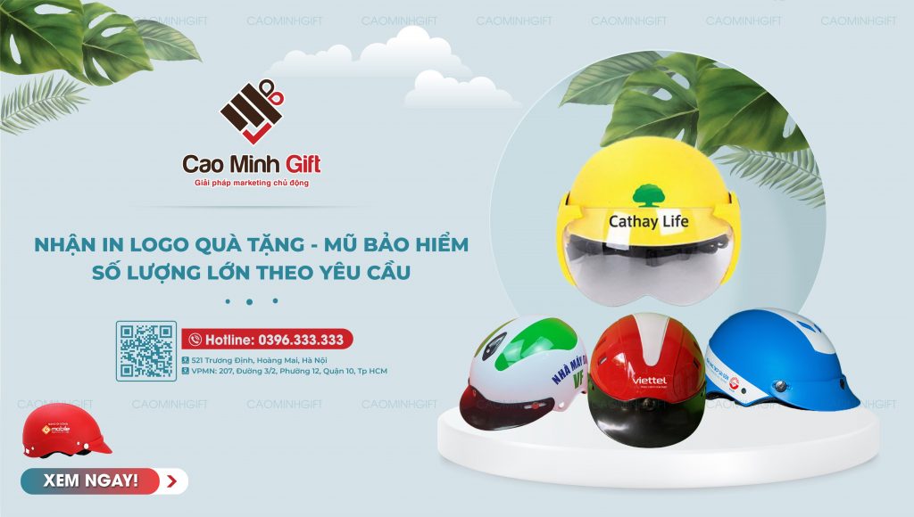 Cao Minh gift - nhận in logo mũ bảo hiểm quảng cáo số lượng lớn theo yêu cầu