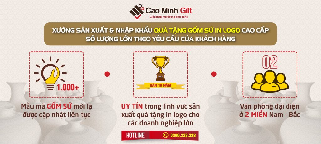 Cao Minh gift - Nhận in logo quà tặng gốm sứ cao cấp số lượng lớn giá xưởng theo yêu cầu khách hàng