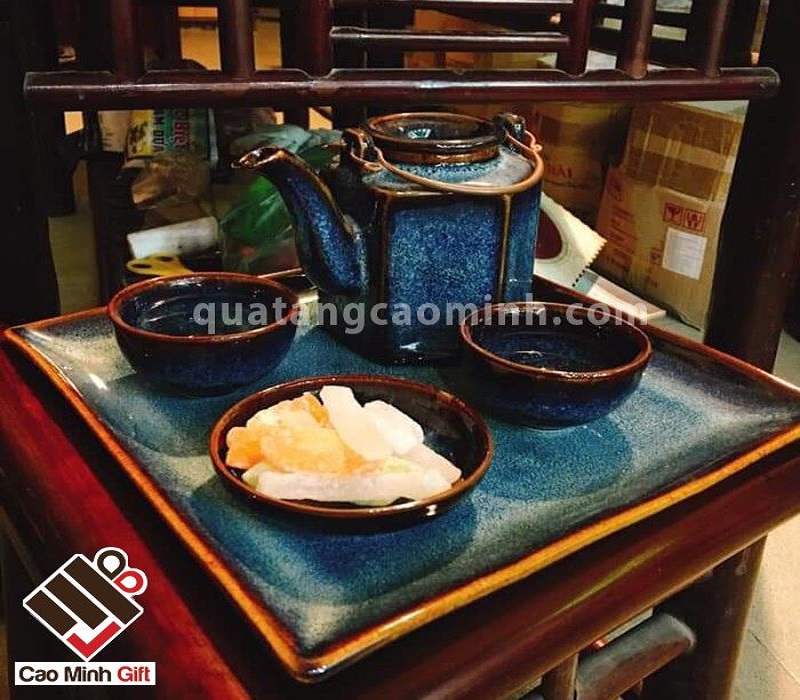 Bộ ấm+ cốc cao sứ sạch men xanh