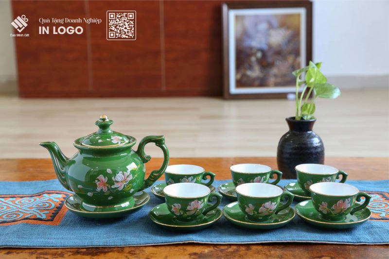 Bộ quà tặng ấm chén in logo