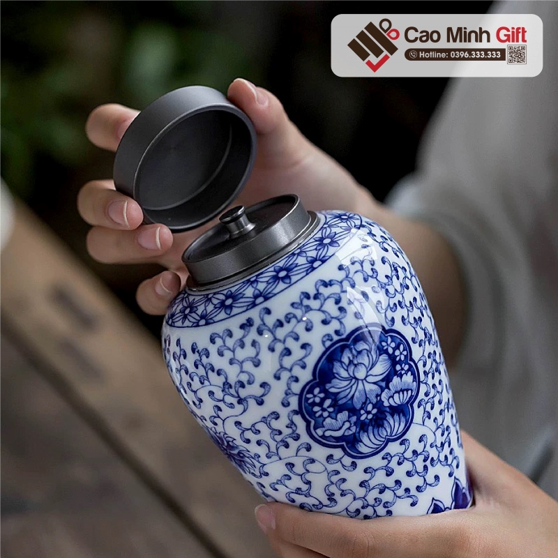 hũ đựng trà gốm sứ