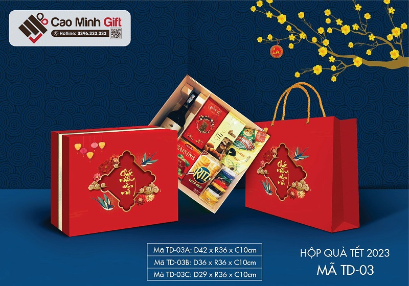 Hộp đựng quà Tết 2023 màu đỏ truyền thống