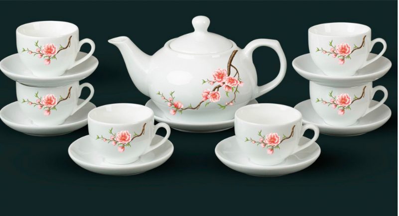 Bộ ấm chén Bát Tràng in logo