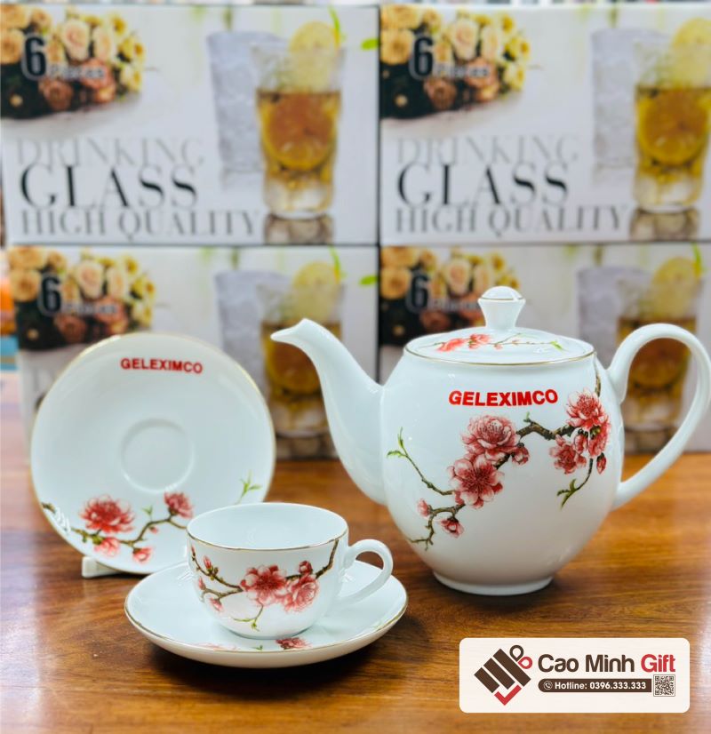 Bộ ấm chén vẽ hoa