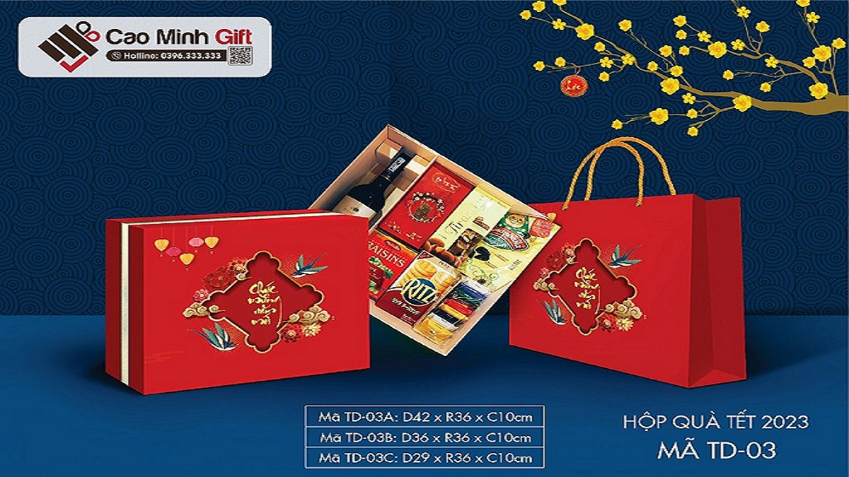 Hộp đựng quà Tết in logo