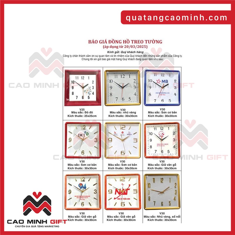 Cao Minh gift - Chuyên cung cấp đồng hồ treo tường in logo theo yêu cầu làm quà tặng công đoàn ngành Viễn thông giá tốt