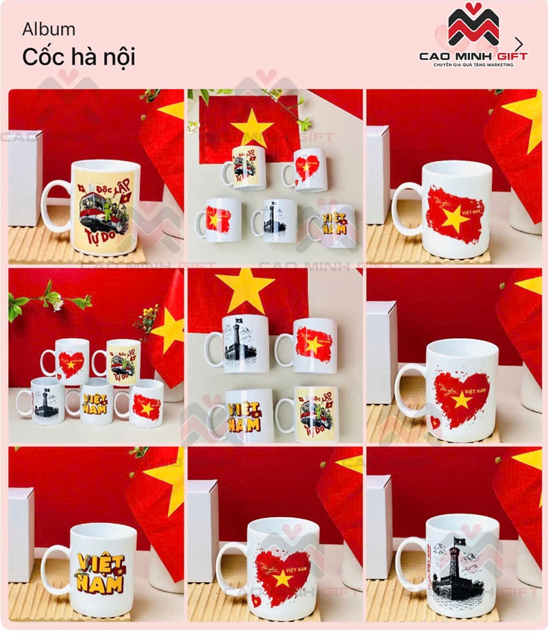 Cốc sứ in hình ảnh tự hào Việt Nam - Hàng sẵn, mời doanh nghiệp lựa chọn in logo làm quà tặng sự kiện