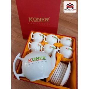 Bộ ấm chén quà tặng in logo Koner