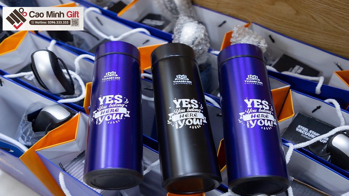 bình giữ nhiệt in logo trường đại học