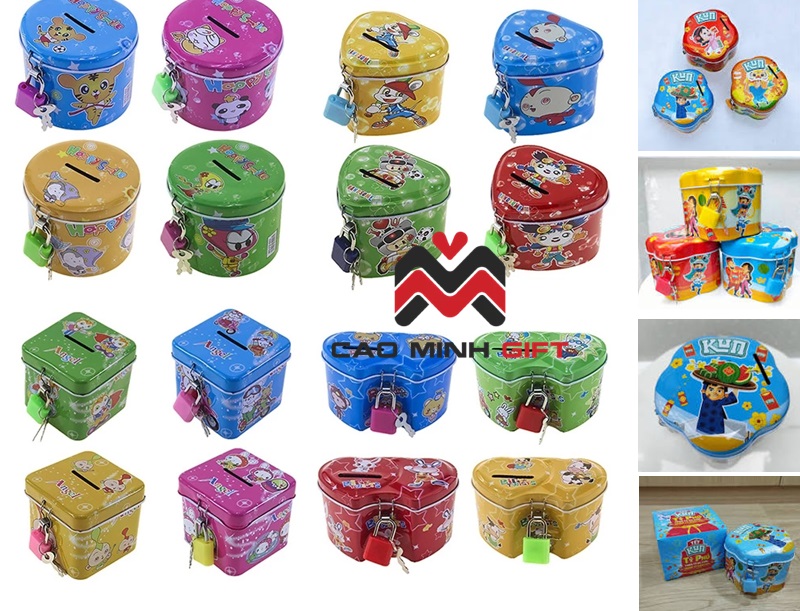 Hộp đựng tiết kiệm - Quà tặng quốc tế thiếu nhi 1/6 cho bé in logo theo yêu cầu