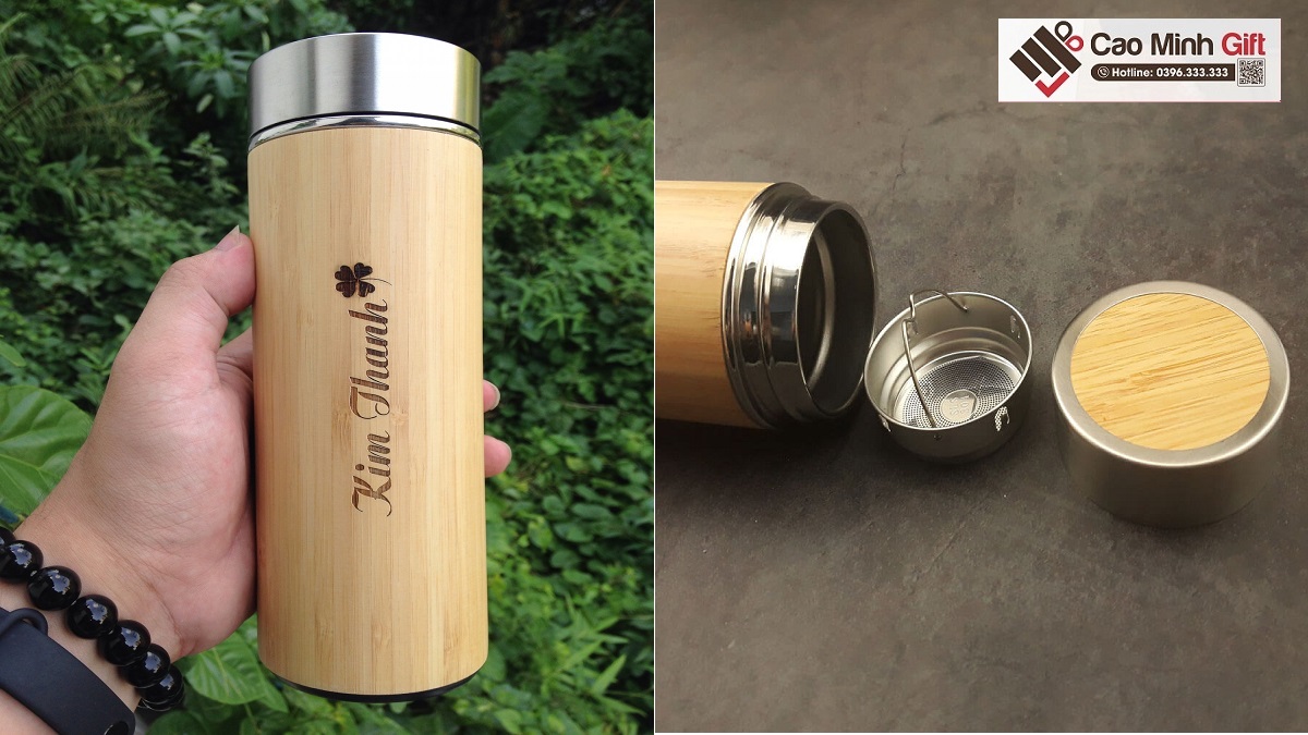 bình giữ nhiệt gỗ tre