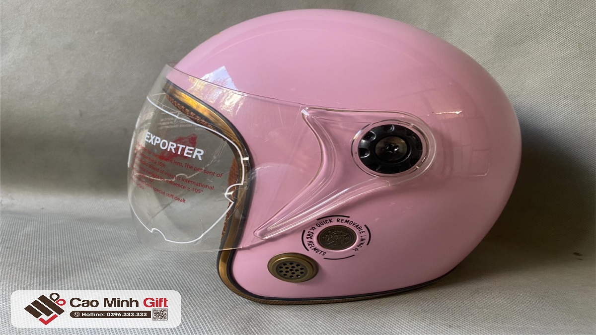 mũ bảo hiểm ¾ in logo