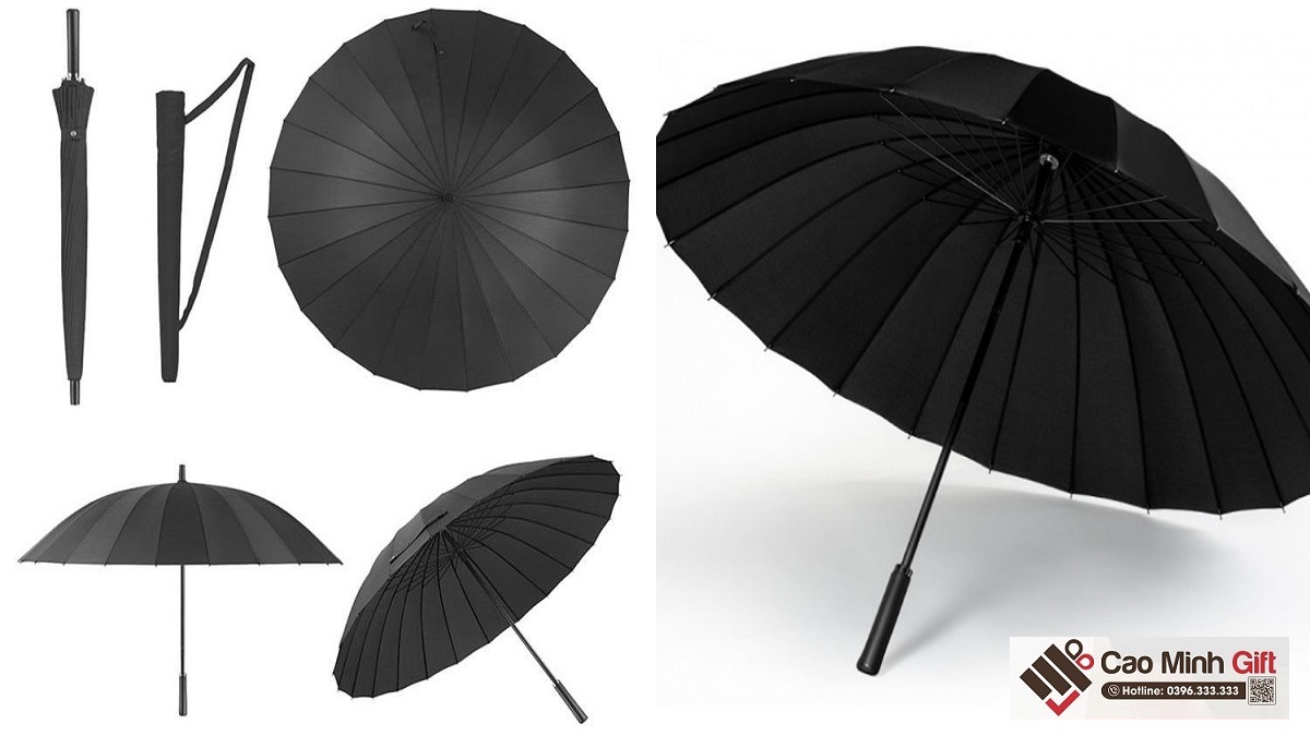 Ô dù cán dài 12 múi in logo