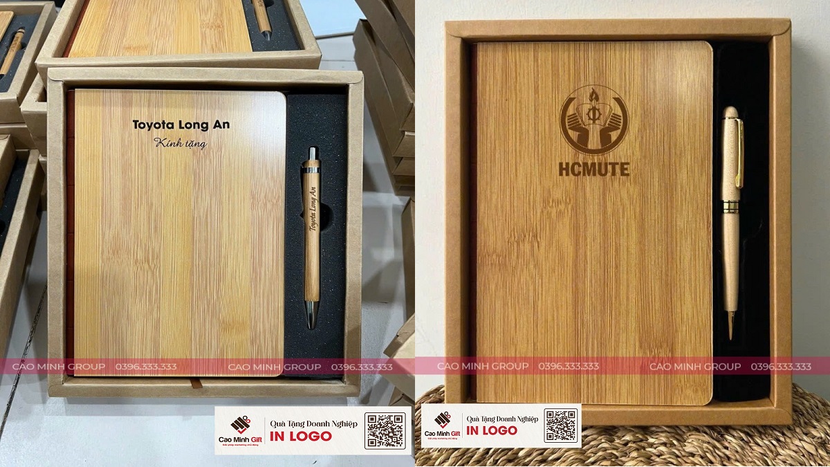 bộ giftset sổ tre và bút tre