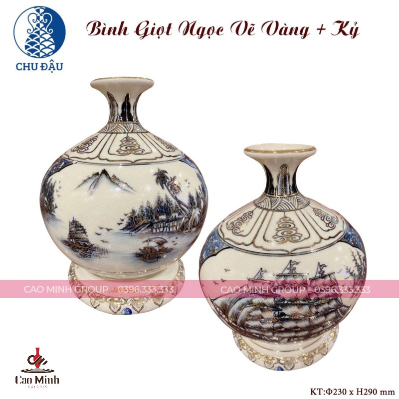 Bình giọt ngọc gốm Chu Đậu