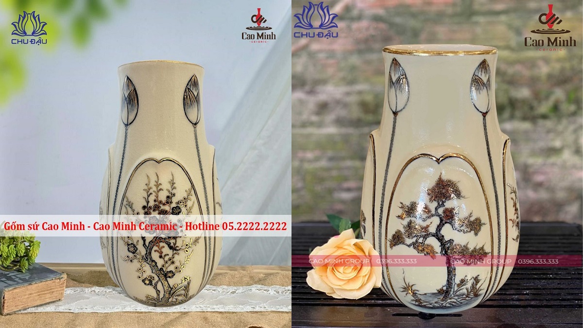 bình sen ngọc vẽ vàng