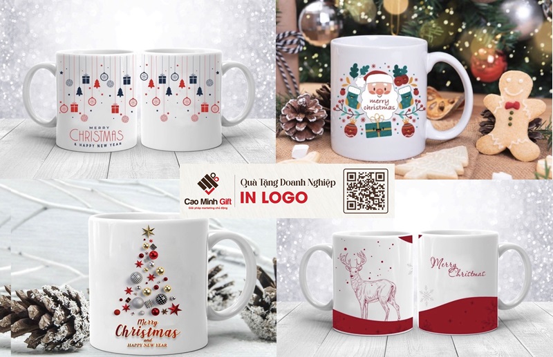 cốc sứ trang trí hoạ tiết noel