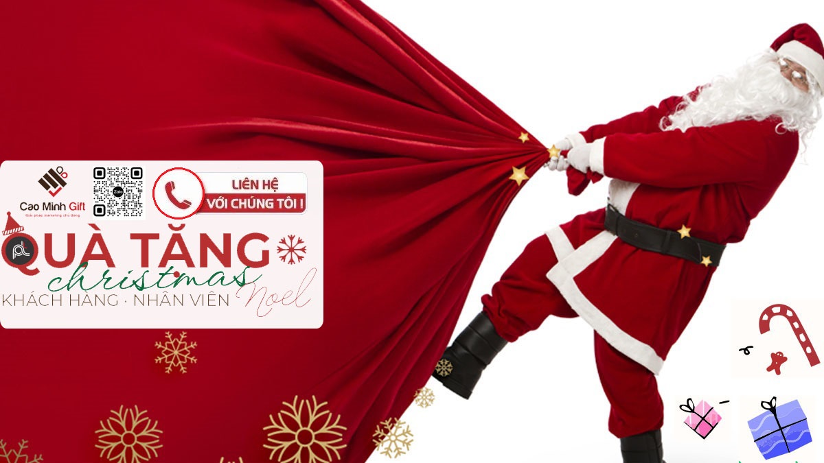 in logo quà tặng giáng sinh ý nghĩa cho doanh nghiệp