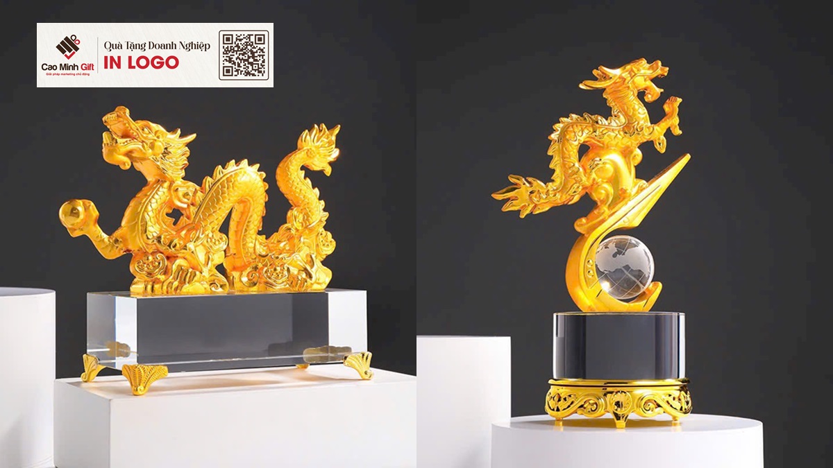 tượng rồng mạ vàng 24K