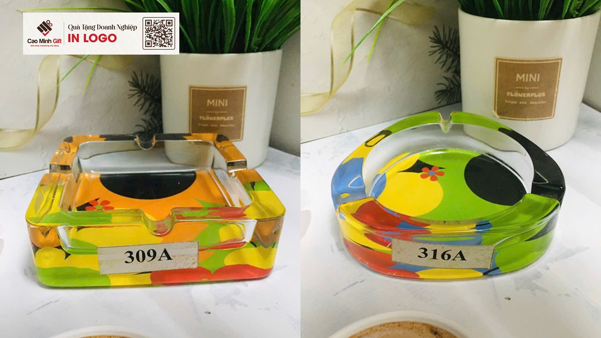 gạt tàn thuỷ tinh in logo