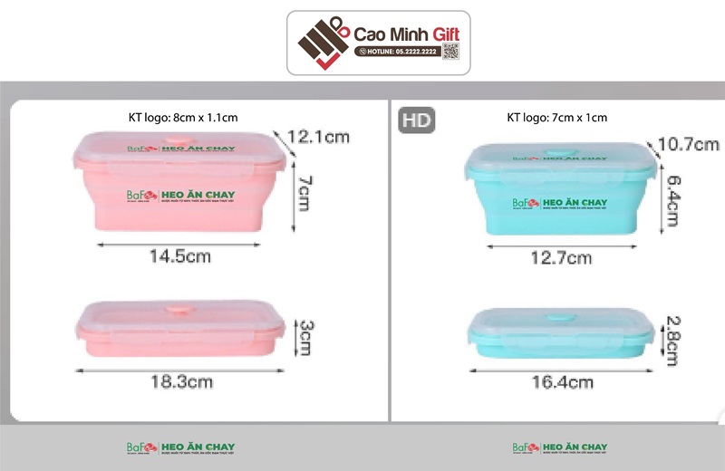 Hộp đựng thực phẩm in logo Heo Ăn Chay BaF