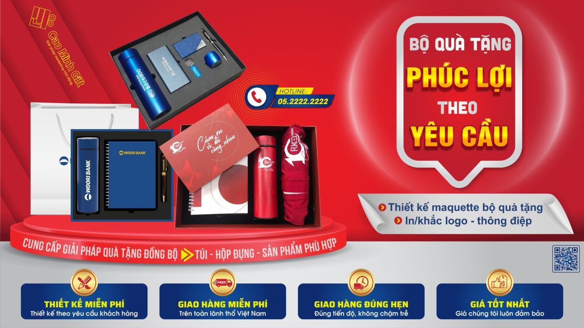 bộ quà tặng sổ mix bình giữ nhiệt in logo 2024