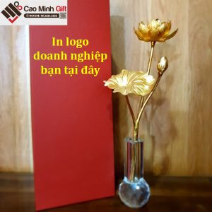 hoa sen mạ vàng in logo