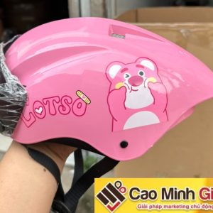 Mũ bảo hiểm xe đạp đua in hình gấu dâu