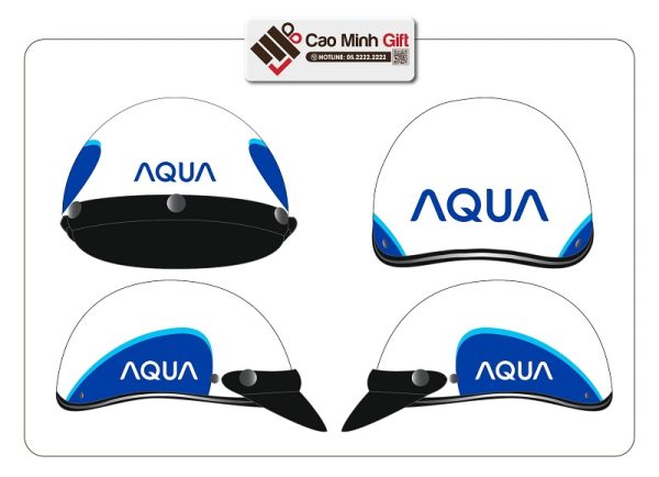 Mũ bảo hiểm Haly 1/2 in logo tập đoàn Aqua