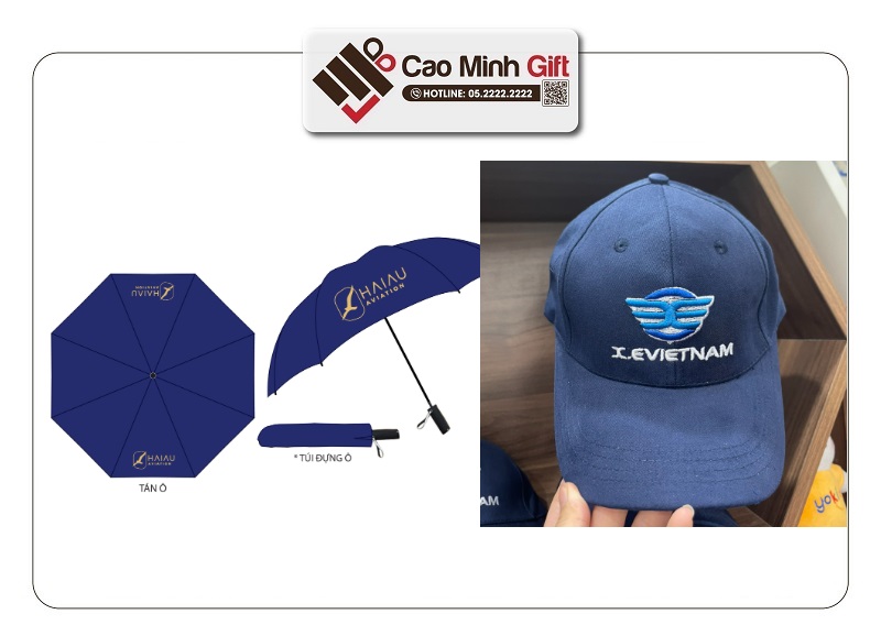 Mũ nón, ô dù in logo - Quà tặng sự kiện ngày mưa và nắng rất thiết thực