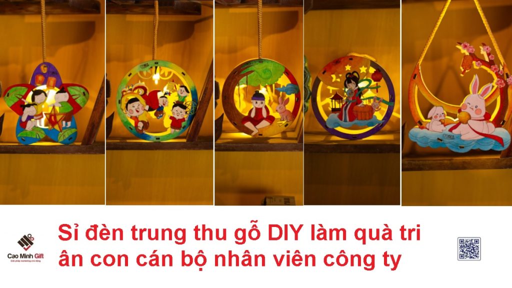 Sỉ đèn trung thu gỗ DIY (full set) làm quà tri ân con cán bộ nhân viên công ty
