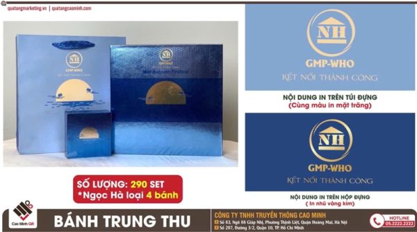 bánh trung thu 4 bánh in logo Ngọc Hà theo yêu cầu