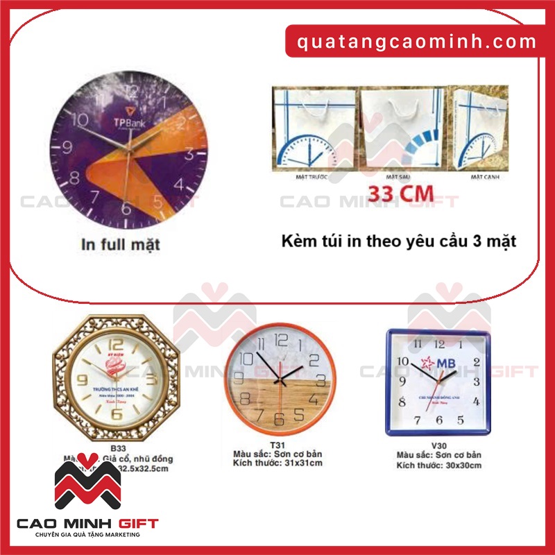 Cao Minh gift - Chuyên cung cấp đồng hồ treo tường in logo số lượng lớn, giá tốt làm quà tặng doanh nghiệp