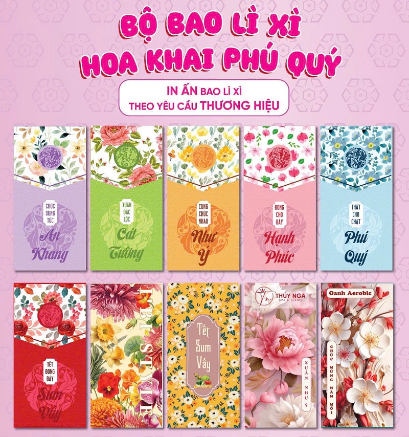 Bao lì xì hoa khai phú quý