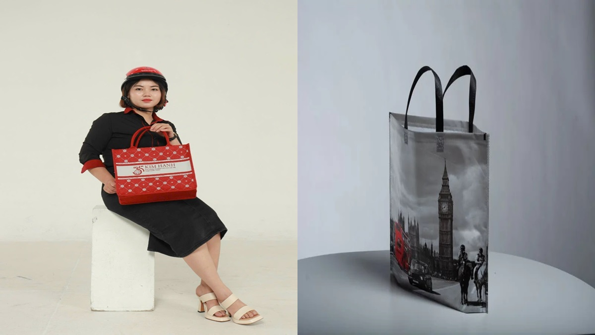 Kết hợp mũ bảo hiểm với túi đay không dệt - Bộ quà tặng độc đáo mà hữu ích