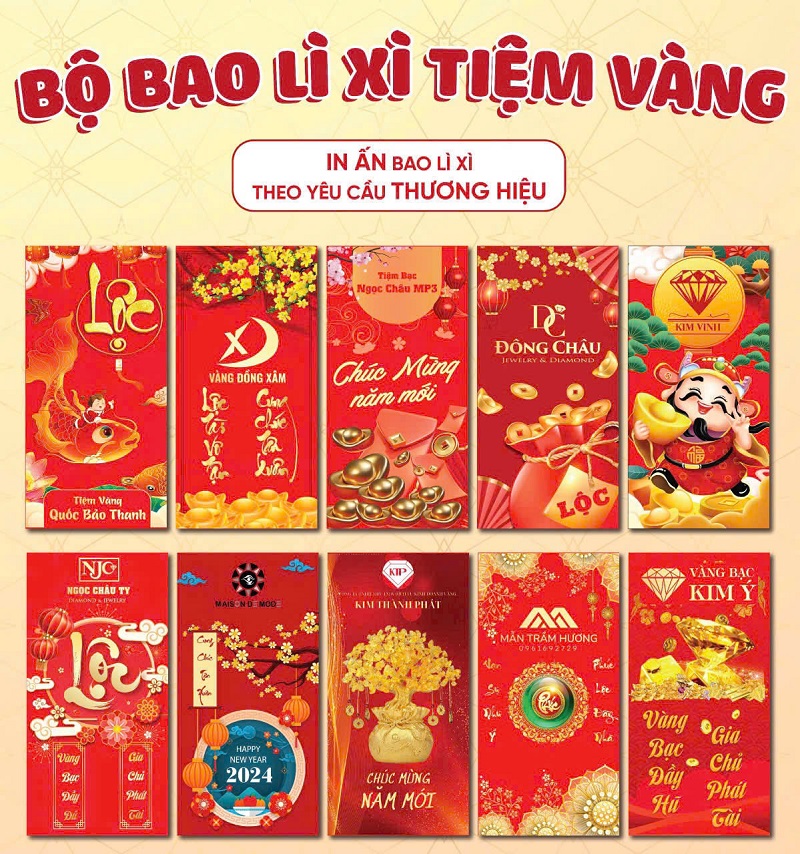 Bộ bao lì xì tiệm vàng