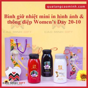 Set bình giữ nhiệt mini in hình và thông điệp chúc mừng ngày 20/10 kèm hộp đựng - Set quà được đặt nhiều nhất tại Cao Minh gift 2025