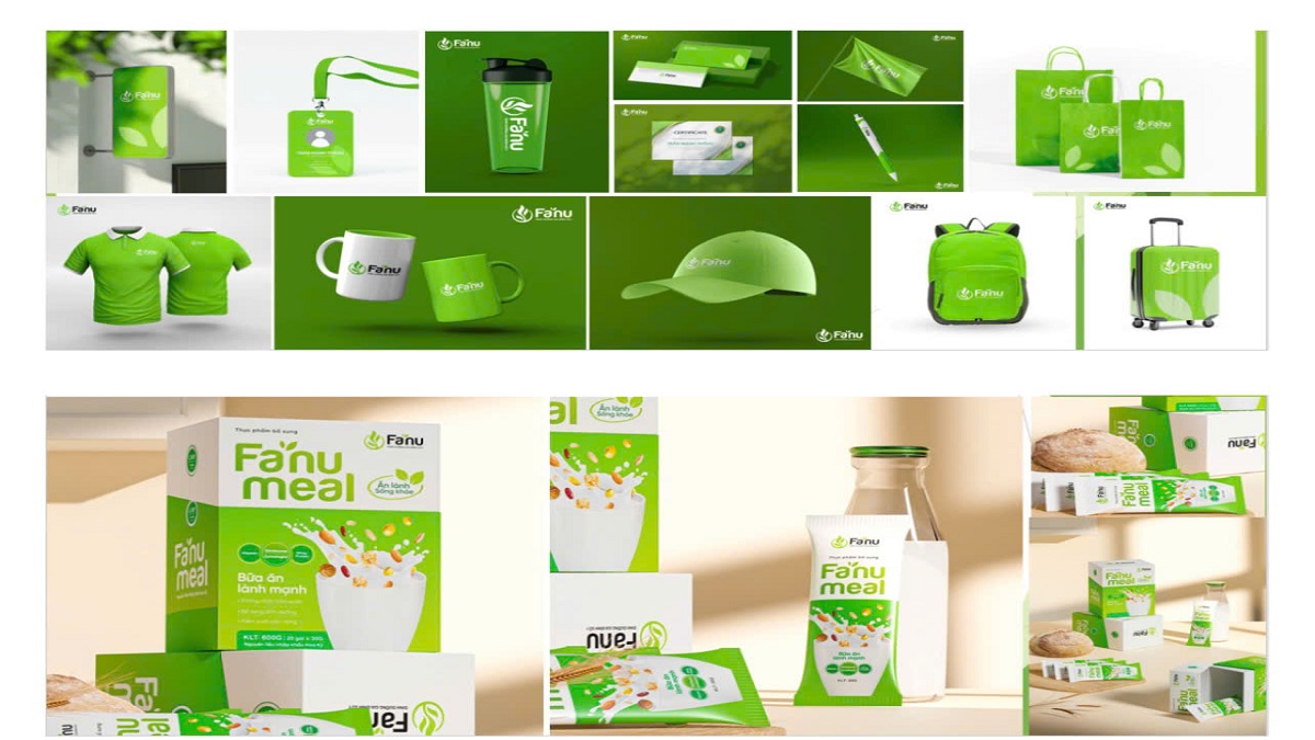 bộ nhận diện thương hiệu màu xanh