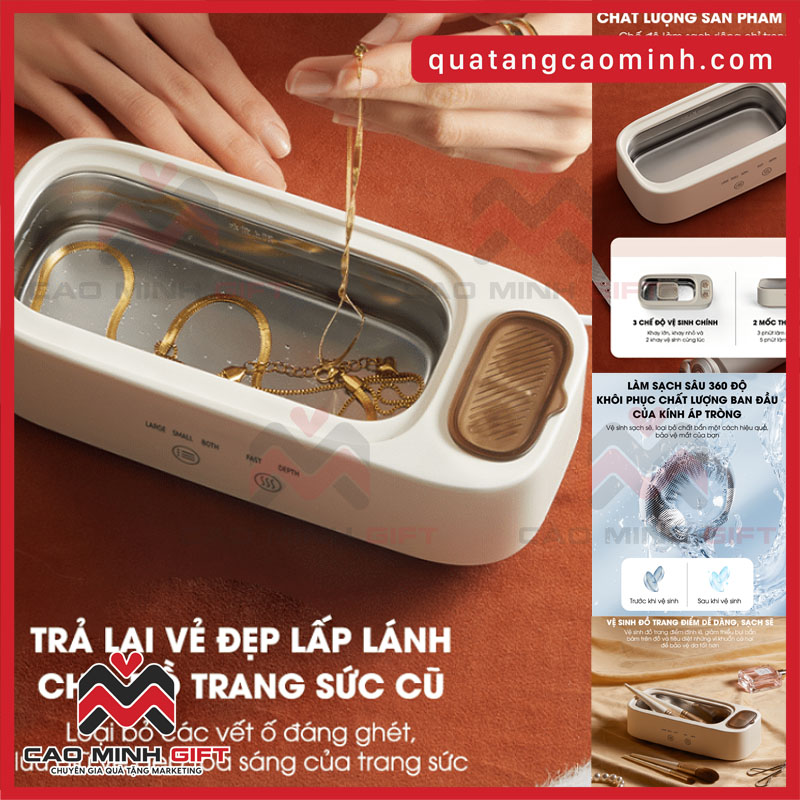 Máy làm sạch trang sức Bear in logo - Quà tặng 20/10 ý nghĩa cho phái đẹp ai cũng thích!