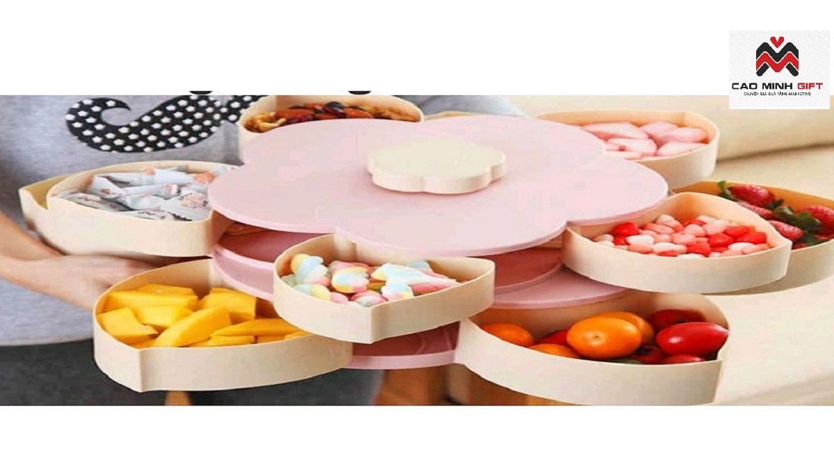 khay mứt Tết bằng nhựa in logo