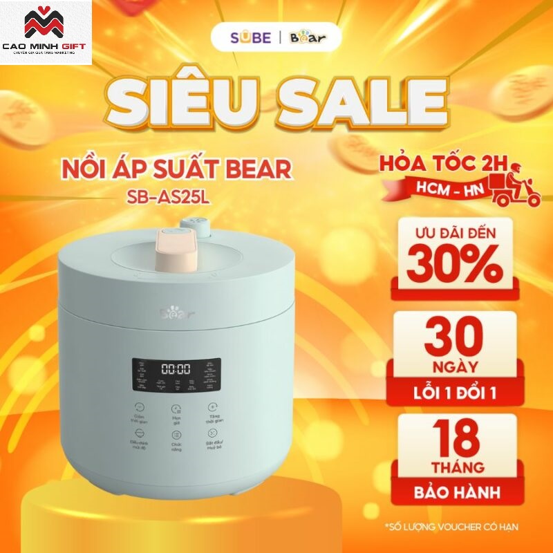 nồi áp suất Bear in logo