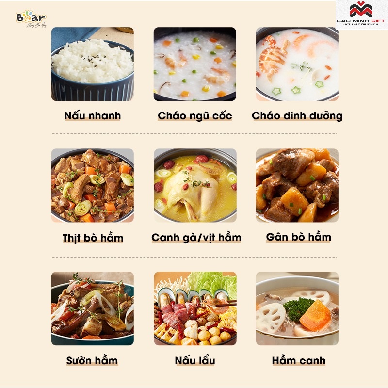 Nồi áp suất Bear in logo