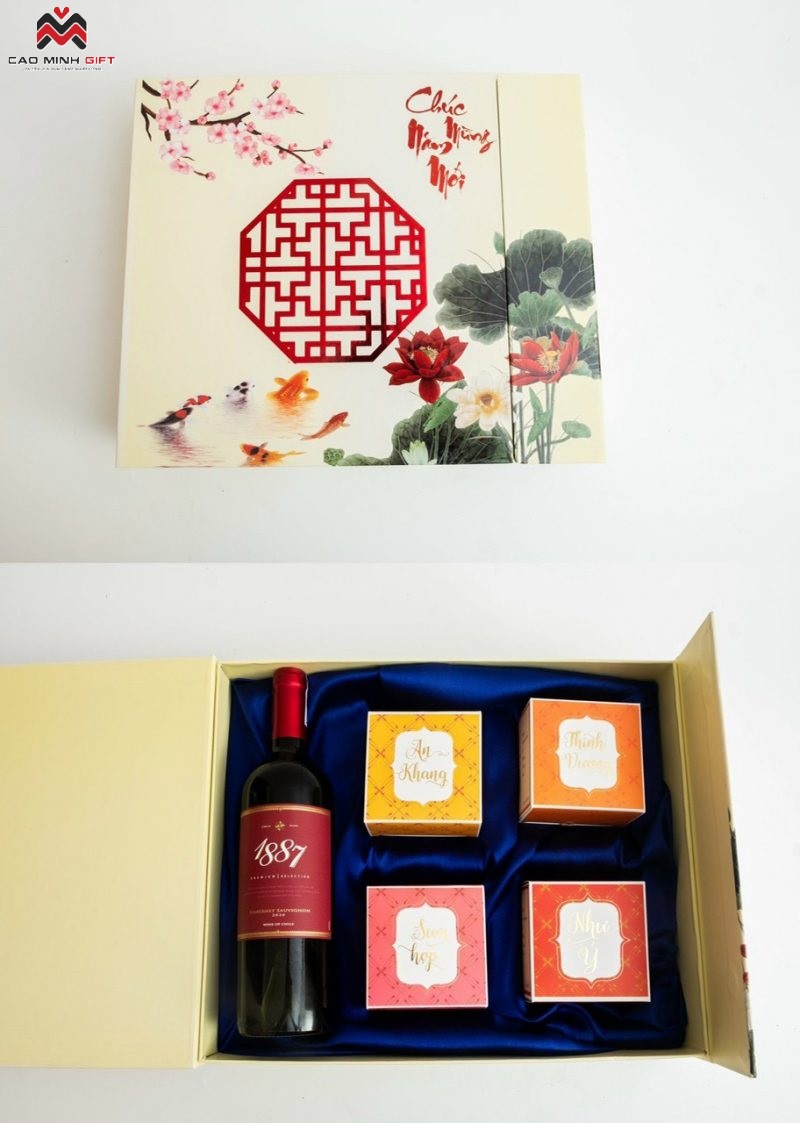 Hộp giấy đựng quà Tết hình hoa sen