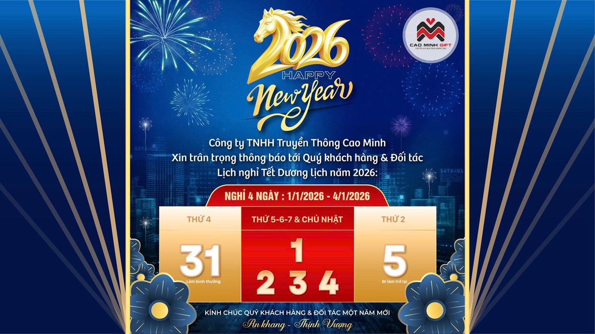 Thông báo lịch nghỉ Tết dương lịch 2026 từ Cao Minh gift