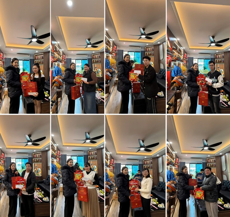 Ms. Dương Thu Trang đại diện Công ty trao quà cho các CBCNV.