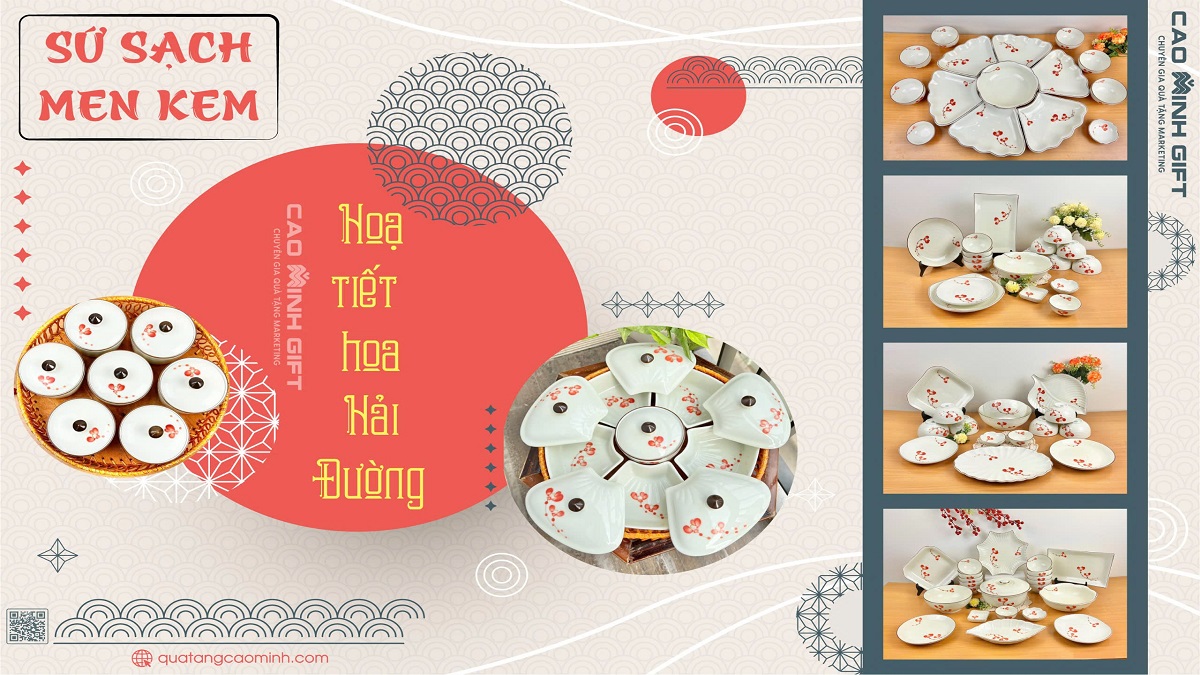 Bộ quà tặng sứ sạch men kem